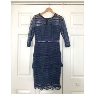 Blue lace midi dress
